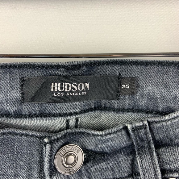 HUDSON Grey Black Nico Mid-Rise Super Skinny Ankle Stretch Jeans - Picture 7 of 12